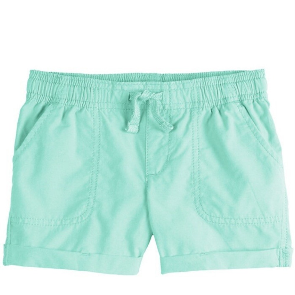 Jumping Beans Girls Roll Cuff Woven Shorts New with Tags 5 Green Elastic Waist